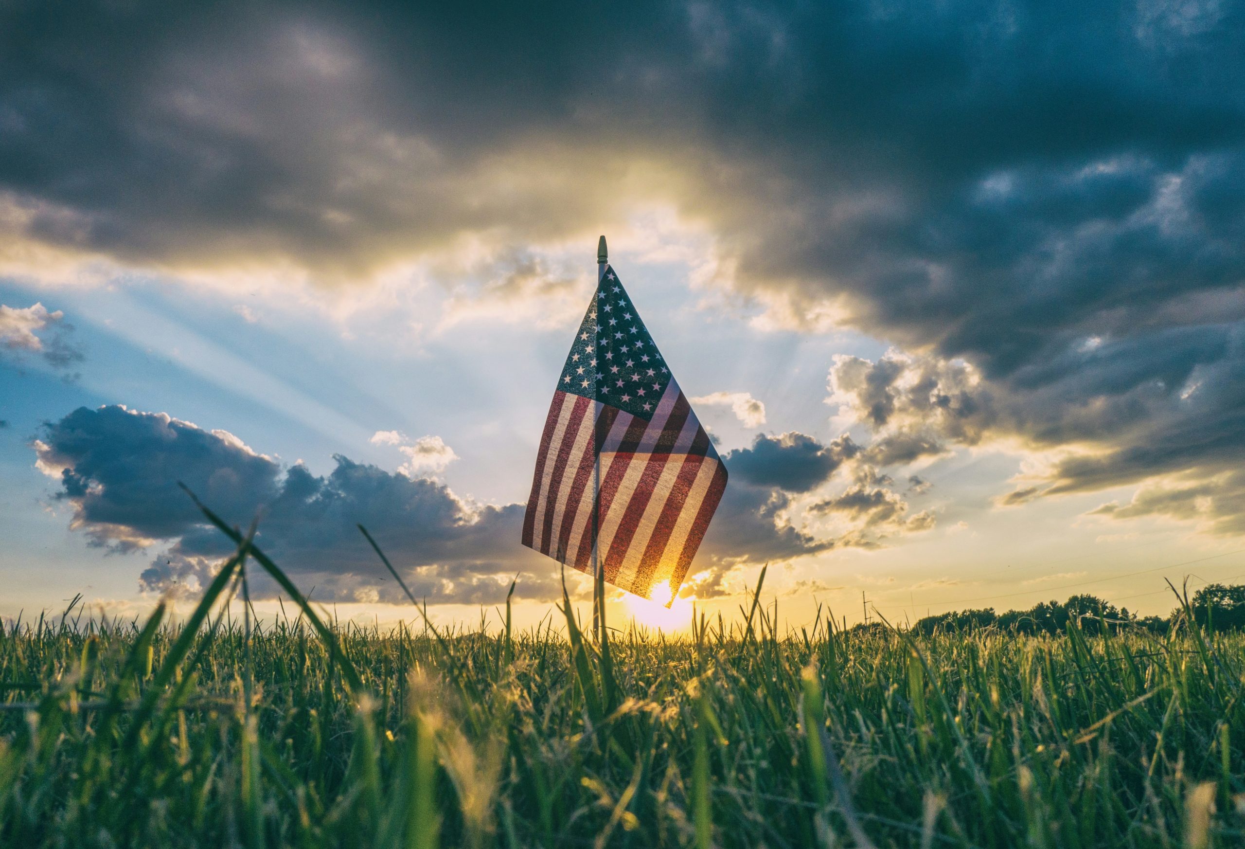 American flag on field
